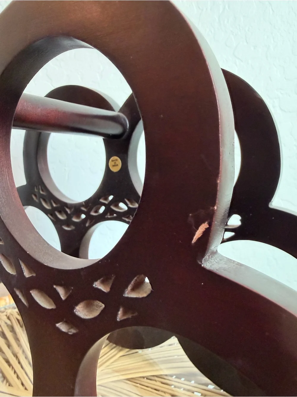 VINTAGE 90s WOOD CIRCLE WINE RACK